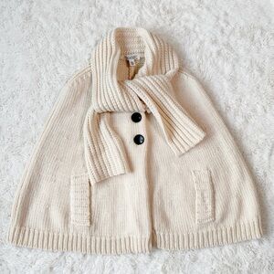 Banana Republic Woman Cream Extra Fine Merino Wool Knit Cape Poncho Cardigan M/L